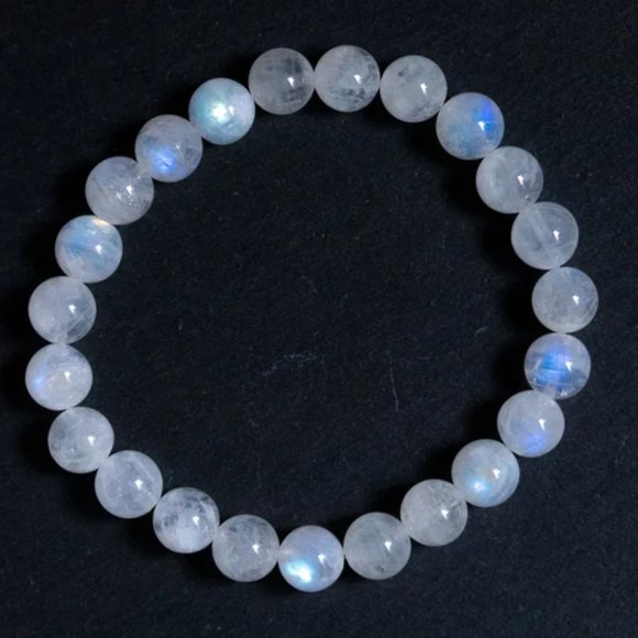 Genuine Rainbow Moonstone Sapphire Natural Crystal Stretchable Bracelet for her - Picture 2 of 4
